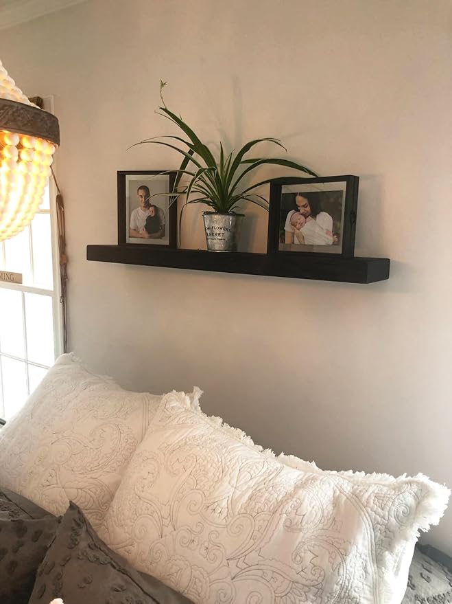 joelsantiques - 42 Inch Wooden Floating Shelves for Wall - 42x6x2 in - Made of Natural Wood - Long Heavy Duty Rustic Wall Shelves for Bedroom - Perfect for Living Room, Kitchen - Black-Ruum Studio Home