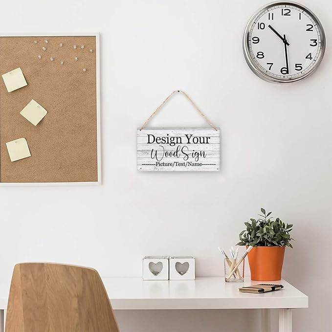 Custom Personalized Board Hanging Wood Sign, Design Your Welcome Sign, Customizable Wall Plaque, House Wood Sign for Garden Yard Home Farmhouse 9.8x5.1 inch-Ruum Studio Home