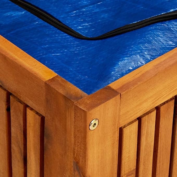 vidaXL Outdoor Storage Box, Deck Box with Gas-Lift Lid, Storage Chest with Water-Resistant Zippered Bag Inside, 59.1''x19.7''x22.8'', Solid Acacia Wood-Ruum Studio Home