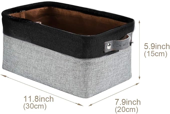 DECOMOMO Small Storage Basket, Closet Storage Bins, Baskets for Organizing Shelves (Grey & Black, Small - 6 Pack)-Ruum Studio Home