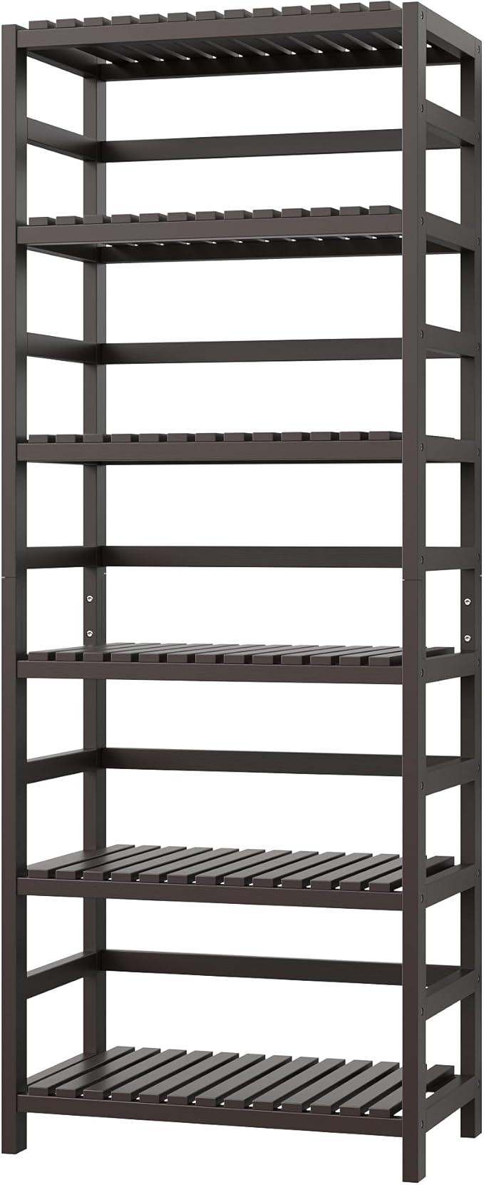 FOTOSOK 6-Tier Bamboo Shelf, Bamboo Bookcase with Adjustable Shelves, Free Standing Storage Shelf Unit, Plant Flower Stand for Kitchen, Bathroom, Home Office, Vintage-Ruum Studio Home