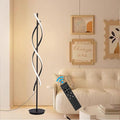 Unique Spiral Floor Lamp 3 Color Dimmable with Remote Standing Floor Lamp, Modern Creative Tall Lamp Control for Living Room Bedroom and Office Black-Ruum Studio Home