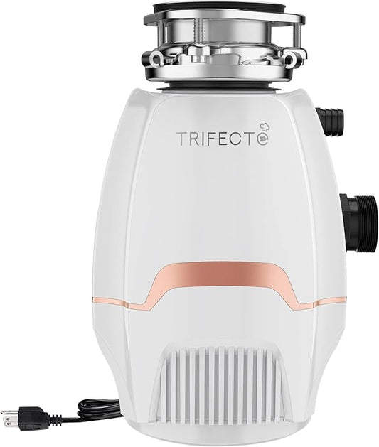 Trifecte Pro 3/4 HP Garbage Disposals with Sound Reduction,Food Waste Coutinuous Feed Garbage Disposal with Power Cord, Dishwasher Hook Up,3800RPM,White-Ruum Studio Home