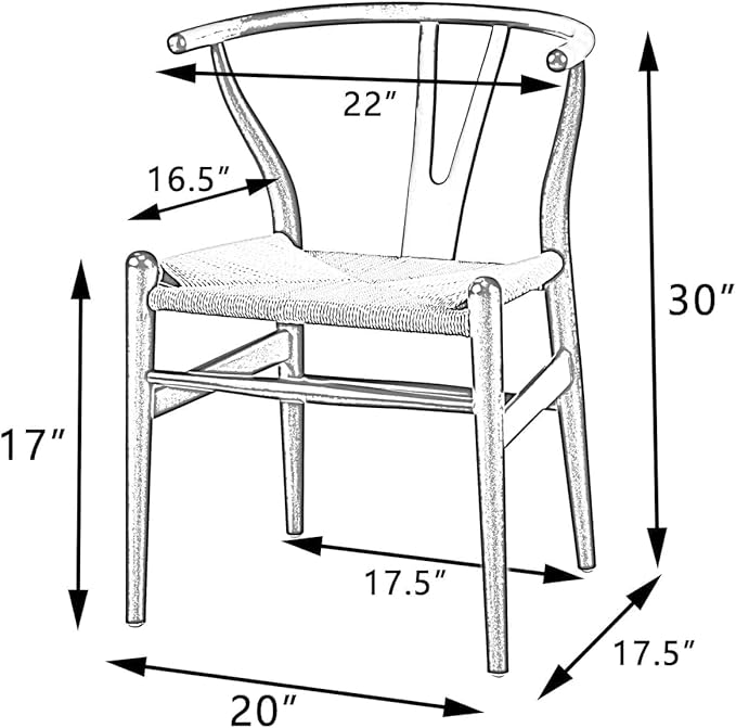 Tomile Solid Wood Wishbone Chair Y Chair Mid-Century Armrest Dining Chair, Hemp Seat (Ash Wood - Natural Wood Color)-Ruum Studio Home