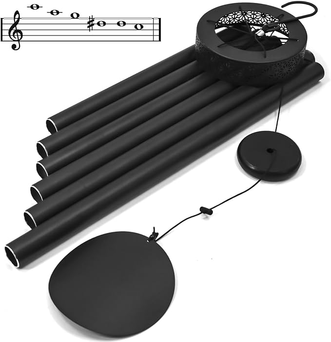 ASTARIN 48'' Wind Chimes for Outside Deep Tone - Large Windchimes with 6 Heavy Tubes, Outdoor Memorial Chimes Outdoor for Garden Hanging Décor,Sympathy Gifts，Black-Ruum Studio Home