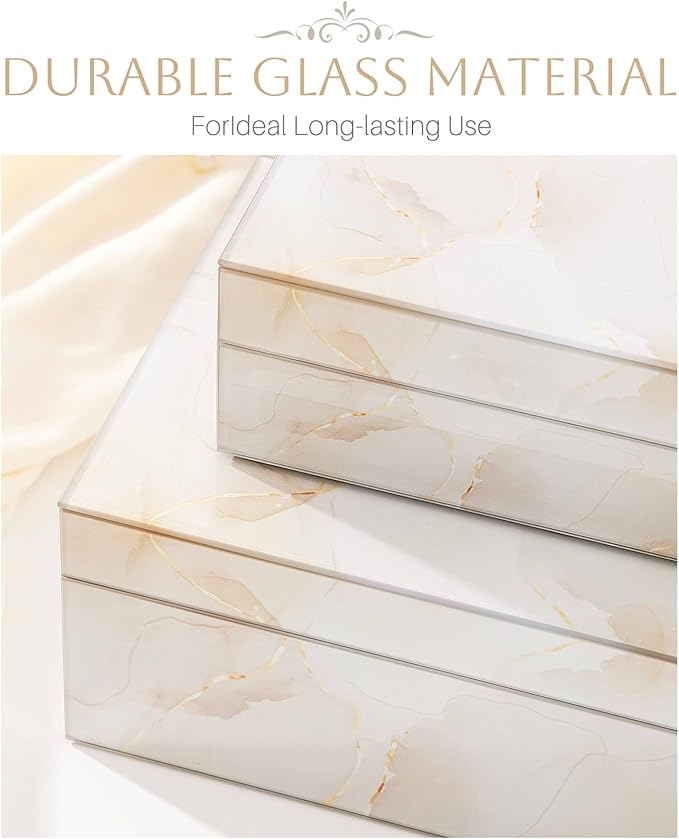 Homde Glass Decorative Storage Box: Set of 2 Boxes for Home Decor - Large Organizer with Lids for Decorations-Ruum Studio Home