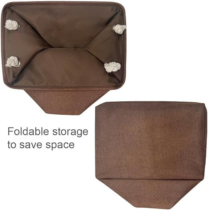 TheWarmHome Organization and Storage Basket for Shelves - 3 Pack 16x12x12 inch Fabric Storage Cubes, Cube Storage Bin for Organizing Closet Cloth Organizer Gift Toy (White & Brown)-Ruum Studio Home