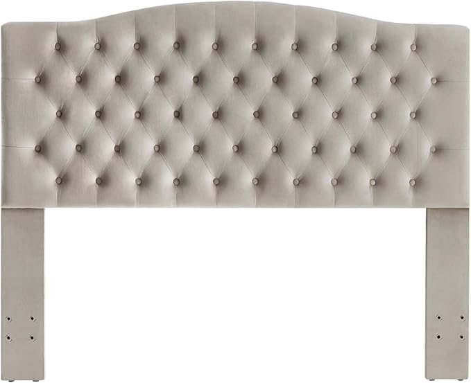 24KF Upholstered Tufted Button Velvet Headboard,Comfortable Fashional Headboard Queen/Full Size,Taupe-Ruum Studio Home