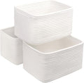 Small Cotton Rope Storage Basket Set of 3-11"x7"x7" Perfect Woven Baskets for Storage, Ideal Storage Baskets for Organizing Toys, Towels, and More - Baskets for Shelves and Home Decor（White）-Ruum Studio Home