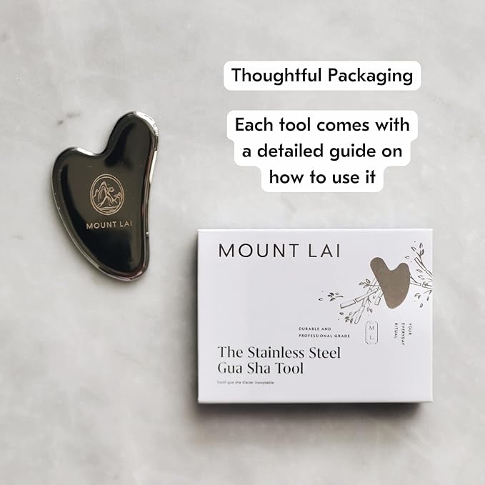 Mount Lai Stainless Steel Gua Sha Facial Tool – The Element of Refinement – Professional Grade Steel Face Sculpting Tool for Lymphatic Drainage, Puffiness Reduction & Refined Results-Ruum Studio Home