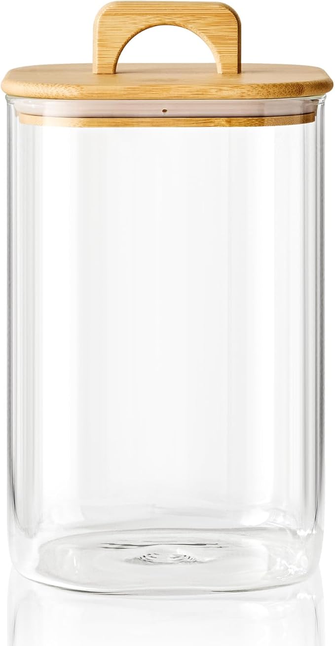 Sweejar 4 qt Large Jars with Bamboo Lids, 1 Gallon Glass Candy Jar with Lid, Sugar/Flour Storage Containers, 128 oz Big Glass Canisters with Airtight Lid, 1 Pack-Ruum Studio Home