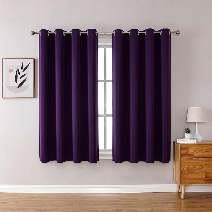 ChrisDowa Grommet Blackout Curtains for Bedroom and Living Room - 2 Panels Set Thermal Insulated Room Darkening Curtains (Royal Purple, 52W x 54L)-Ruum Studio Home