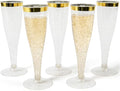 Prestee 48 Disposable Plastic Champagne Flutes with Gold Rim Glitter - Clear Toasting Glasses for Mimosa, New Year’s Eve Party, and Elegant Celebrations - Premium Quality Disposable Stemware-Ruum Studio Home