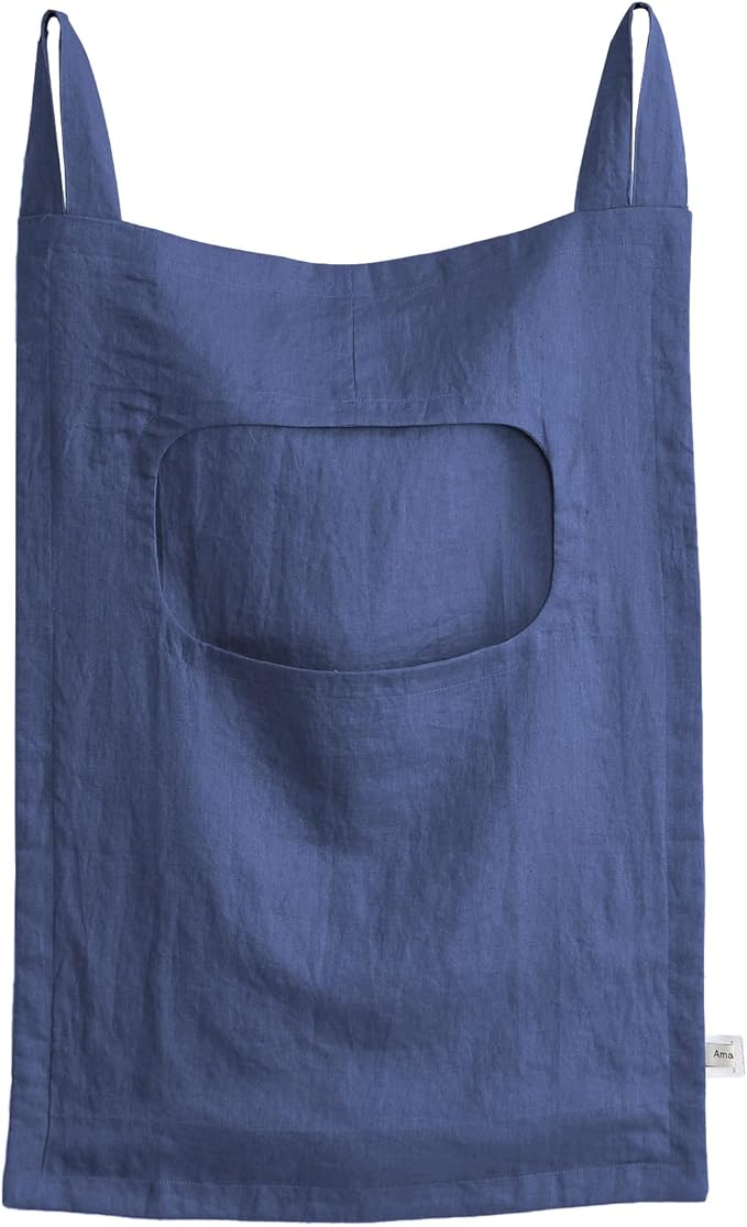 Amazhiyu 100% Linen Door Hanging Laundry Hamper Bag, 19x27 Inches (Navy)-Ruum Studio Home