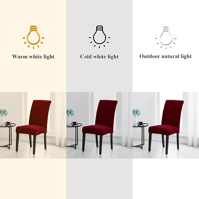 Joccun Chair Covers for Dining Room Set of 6, Dining Chair Slipcovers Stretch Dining Room Chair Covers Seat Protector,Washable Parsons Chair Cover for Home,Banquet(Red Dahlia,6 Pack)