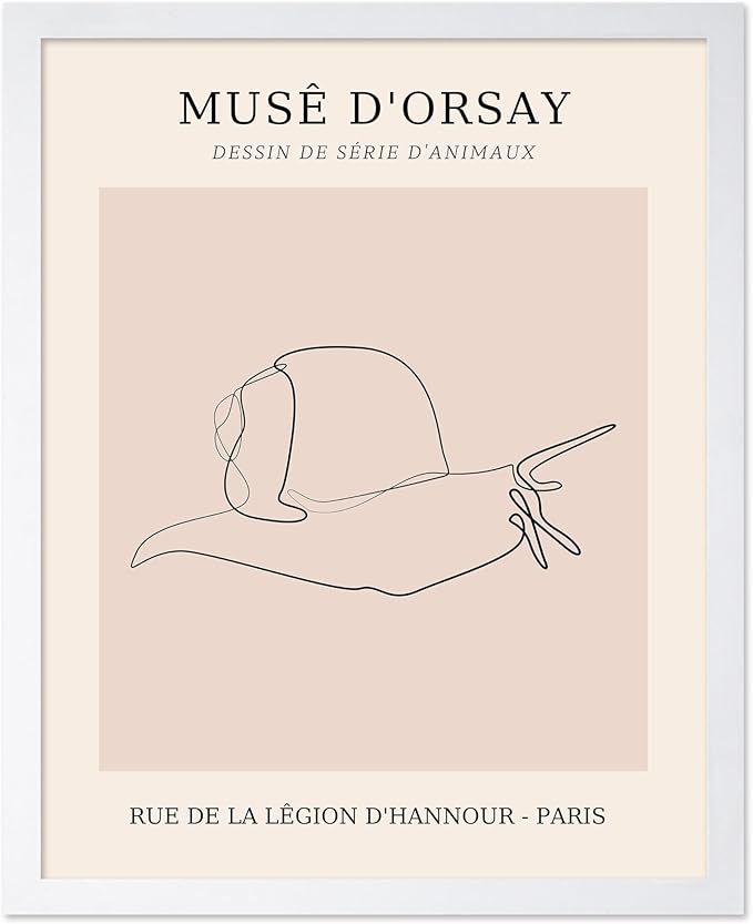 Poster Master Vintage Poster - Retro One Line Snail Drawing Print - Snail Line Art - Minimal Gift for Men, Women, Animal Lover - Abstract Wall Decor for Home, Office, 8x10 White Framed-Ruum Studio Home