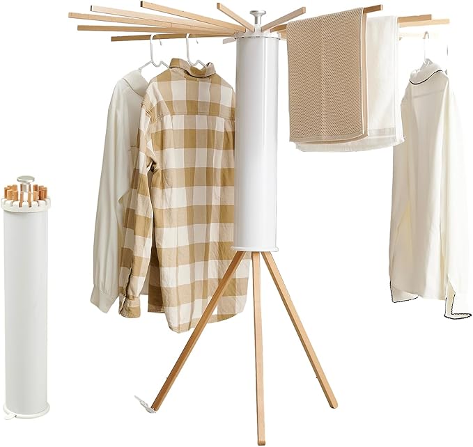 Clothes Drying Rack Tripod,Laundry Hanger Dryer Rack,Portable Drying Rack,Outdoor Clothes Rack-Drying Rack Clothing Laundry Bedroom Household Wooden-16rods-Ruum Studio Home