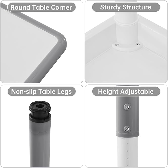 Kids Study Table and Chairs Set, Height Adjustable Toddler Table and Chair Set for Kids Ages 3-8, Graffiti Desktop (Grey)-Ruum Studio Home