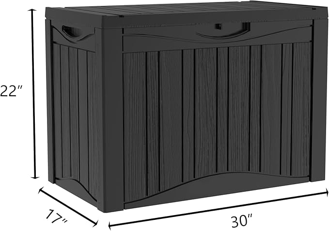 45 Gallon Lockable Resin Deck Box, Waterproof & UV-Resistant Outdoor Storage Box for Outdoor Cushion Storage, Garden Tools & Pool Accessories Storage, Black-Ruum Studio Home