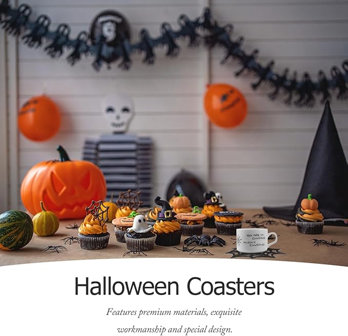 VOSAREA 10pcs Halloween Spider Web Coasters Placemat Decorative Table Placemats Doilies Halloween Decorarion Supplies-Ruum Studio Home