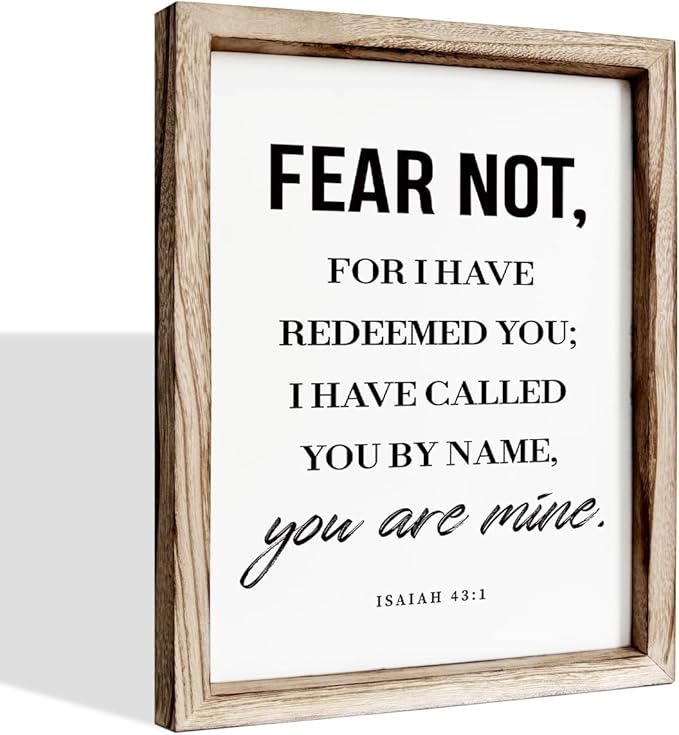 Christian Wooden Wall Sign, Bible Verse Hanging Decor, Master Bedroom Decors, Religious Home Decor, Framed Wall Plaque Sign 15 * 11.5 inches, Christian Gift, Fear Not, for I Have Redeemed You-Ruum Studio Home
