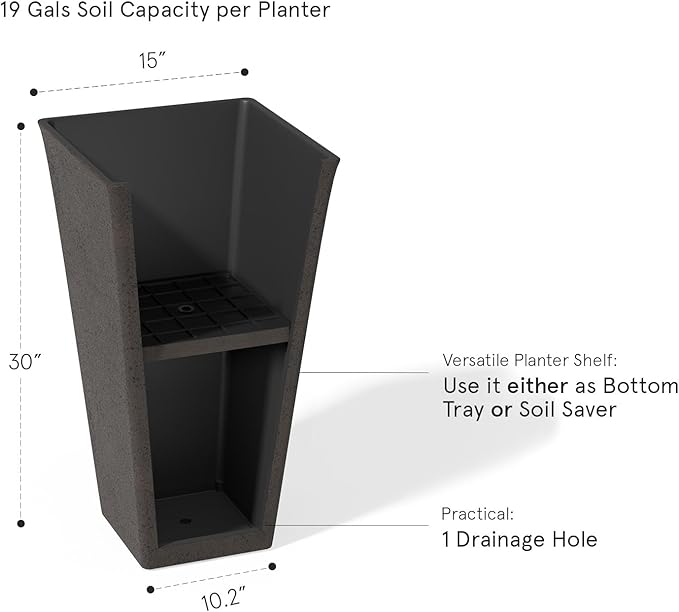LA JOLIE MUSE 30 inch Tall Planters Set of 2, Indoor/Outdoor Rectangular Large V Shaped Taper Planters for Front Door-Ruum Studio Home