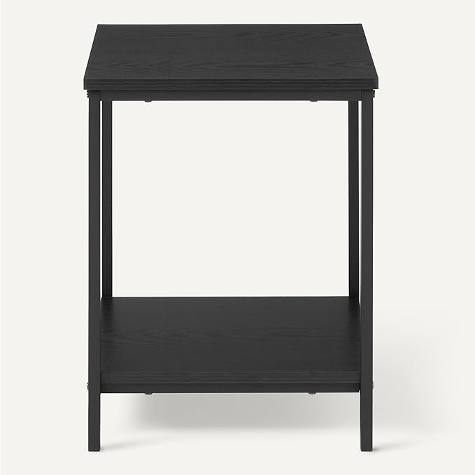 Amazon Basics - End Table with Bottom Shelf, Living Room Side Table, Steel Frame, Wooden Black-Ruum Studio Home