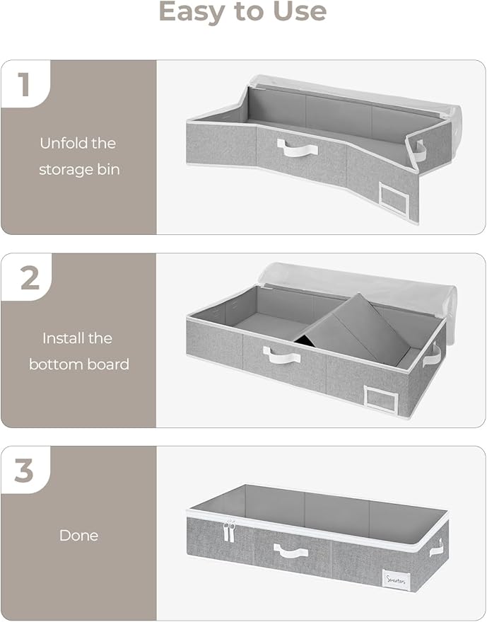 StorageWorks Large Under Bed Storage Containers with Handles and Label Holder, 2 Pack Ultra-thick Fabric Underbed Bins, Closet Organizer for Clothes, Blankets, Sweater-Ruum Studio Home