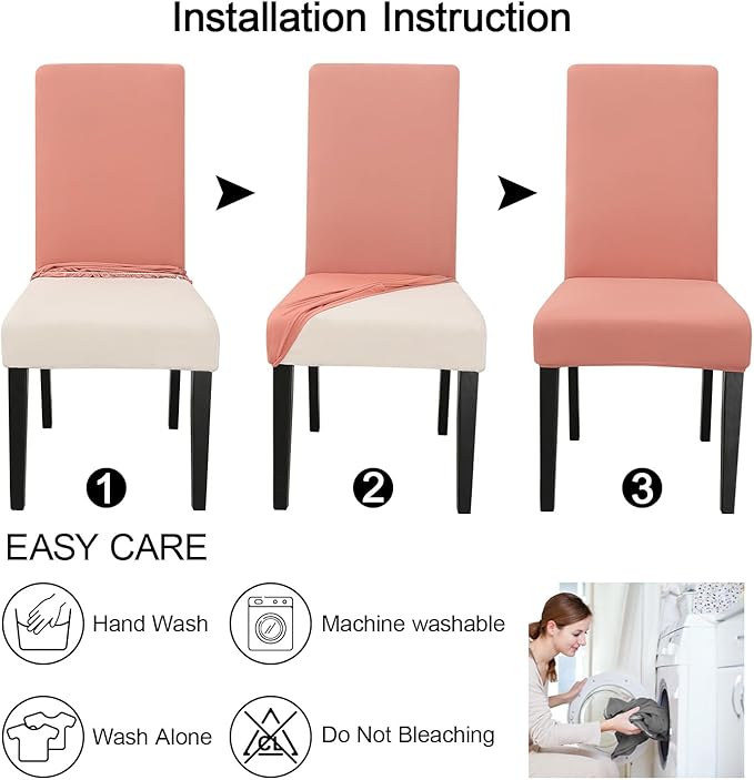 JQinHome Terra Cotta Chair Covers for Dining Room Set of 6, High Stretch Removable Washable Parsons Chair Slipcover for Home Party Hotel Wedding Ceremony (6PCS,Terra Cotta)-Ruum Studio Home