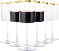 Ciaell 12 Pack Plastic Wine Glasses - 14 Oz Plastic Wine Glasses with Stem - Square Gold Disposable Stemmed Glass for Parties & Weddings & Outdoors & Thanksgiving-Ruum Studio Home