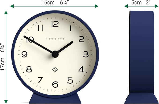 NEWGATE® M Mantel Echo Desk Clock | Modern Round Design | Navy Blue | Easy to Read Numbers | Contemporary Style for Desk, Table, Shelf or Bedside-Ruum Studio Home