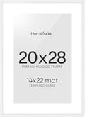 Homeforia 20x28 Picture Frame White, High End Oak 20 x 28 White Wood Poster Frames with Mat 14 by 22 Photo, 20x28 Wooden Frame Matted to 14x22, 28x20 Hanging Frames, Tempered Glass, Wall Kit, Set of 1-Ruum Studio Home