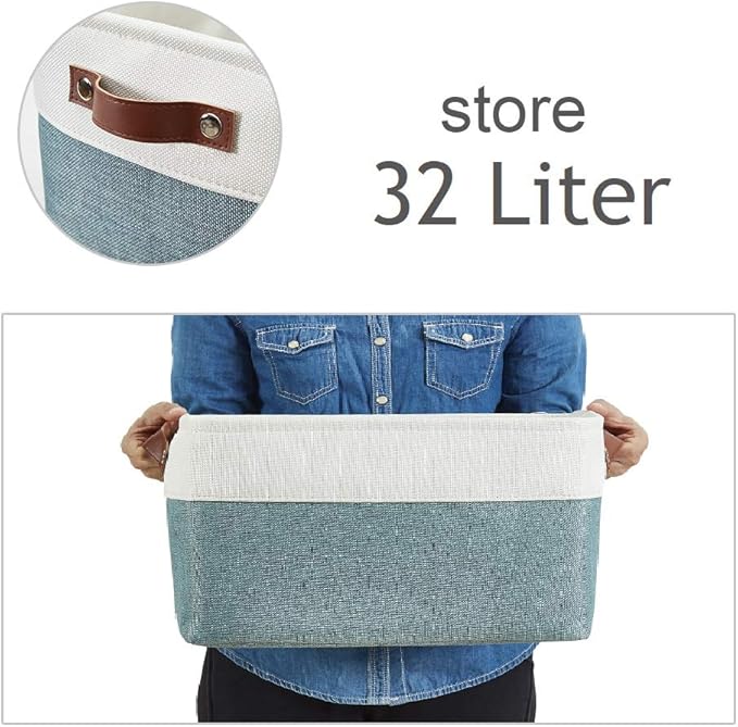 DECOMOMO Storage Baskets for Shelves - Fabric Closet Organizers and Storage Bins, Perfect Baskets for Organizing Closet Toys Nursery (Green and White, XL - 3 Pack)-Ruum Studio Home