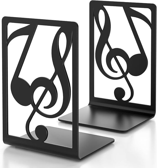 Metal Book Ends 1 Pair for Heavy Books & Shelves - Black Home Decorative Book Shelf Holder Gifts-Ruum Studio Home