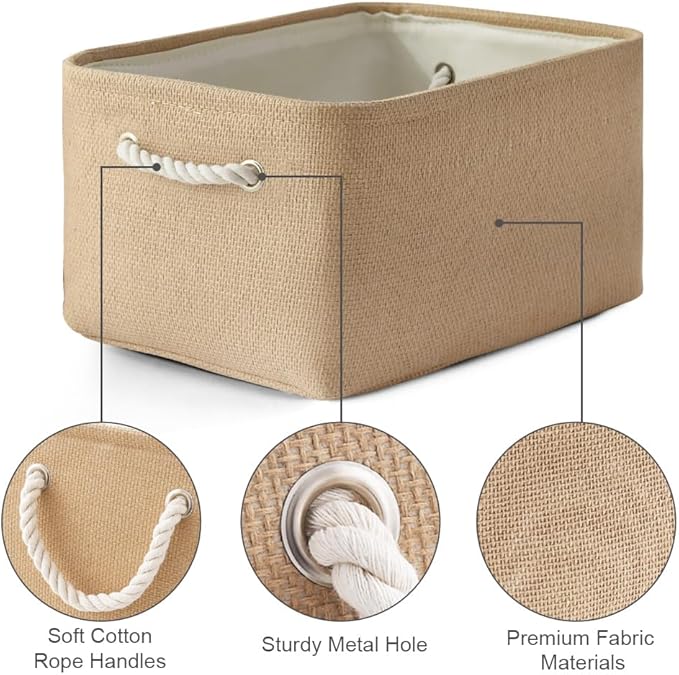 TheWarmHome Organization and Storage Bin for Shelves - Large 3 Pack 16x12x8 inch Storage Basket for Organizing, Canves Storage Cubes for Organizer Toy Closet Cloth Gift (Beige)-Ruum Studio Home