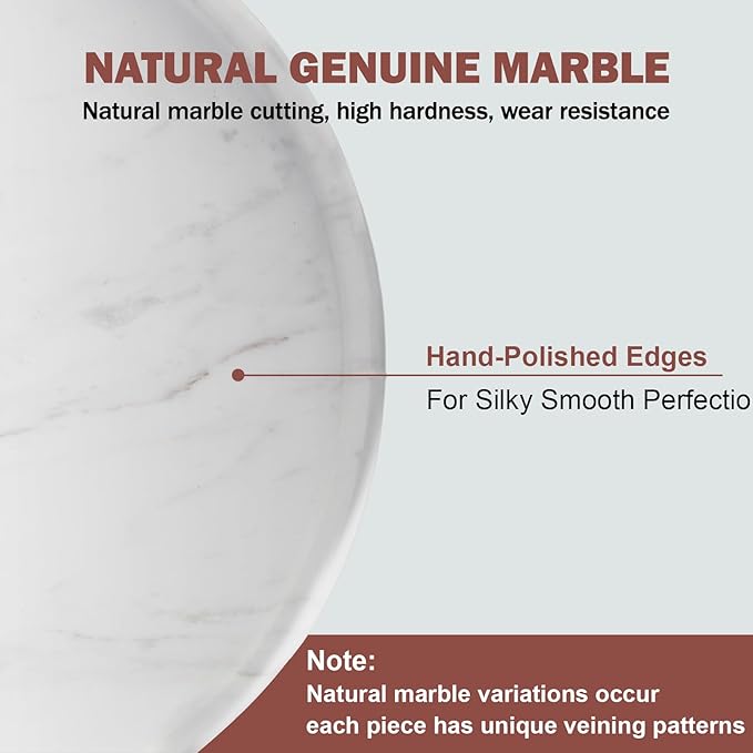 Natural Round Marble Tray - Luxury Decorative Serving Tray for Coffee Table, Bathroom Vanity, Dresser & Kitchen Countertop - Stone Organizer for Jewelry, Perfume, Candle, Home Decor(Volakas)-Ruum Studio Home