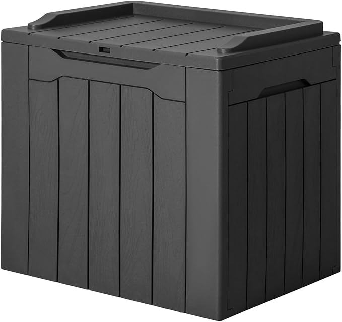 JUMMICO 31 Gallon Resin Deck Box Waterproof Indoor Outdoor Storage Boxes for Patio Furniture Cushions and Garden Tools (Gray)-Ruum Studio Home