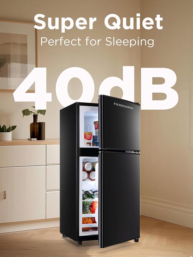 3.5 Cu.Ft Compact Refrigerator with Freezer, Mini Fridge with 2 Doors for Office, Kitchen, Dorm and Bedroom, Small Fridge with 7 Level Temp Adjustable Thermostat, Black-Ruum Studio Home