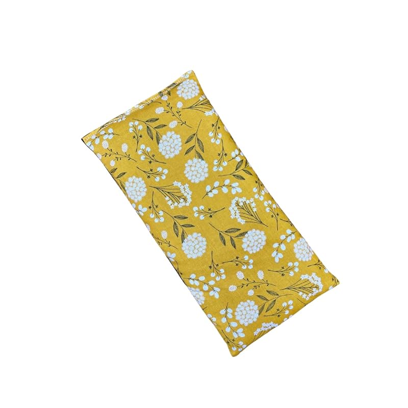 Large Microwave Heating Pad with Flax Seed, Scented or Unscented, Good For Back Pain or Cramps, Moist Heat Therapy or Ice Pack, Microwavable Bean Bag, 6" x 12" (Mustard Floral, Chamomile)-Ruum Studio Home