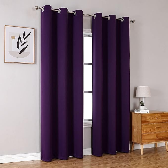 ChrisDowa Grommet Blackout Curtains for Bedroom and Living Room - 2 Panels Set Thermal Insulated Room Darkening Curtains (Royal Purple, 42W x 84L)-Ruum Studio Home