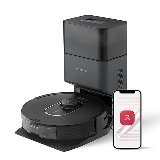roborock Q5 Max+ Robot Vacuum with Self-Empty Dock, Upgraded from Q5+, 5500 Pa Suction, DuoRoller Brush, Hands-Free Cleaning for up to 7 Weeks, PreciSense LiDAR Navigation, App & Voice Control-Ruum Studio Home
