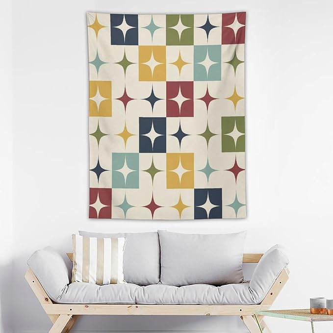 ICMOLYYENLO Boho Medieval Cat Tapestry, Abstract Atomic Starburst Geometric Aesthetic Art Wall Hanging For Bedroom Living Room Dormitory 60x80 Inches-Ruum Studio Home