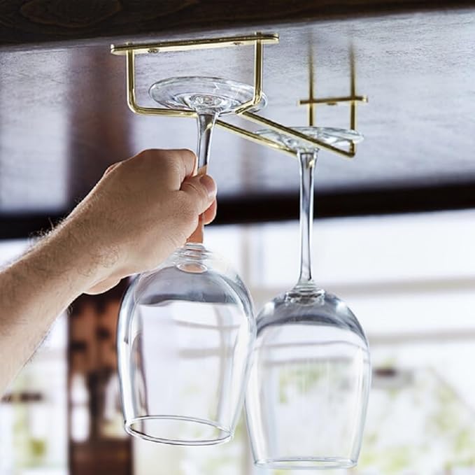 Soro Essentials Set of 2 Brass Plated 10" Glass Hangers, Rust Resistant-Ruum Studio Home