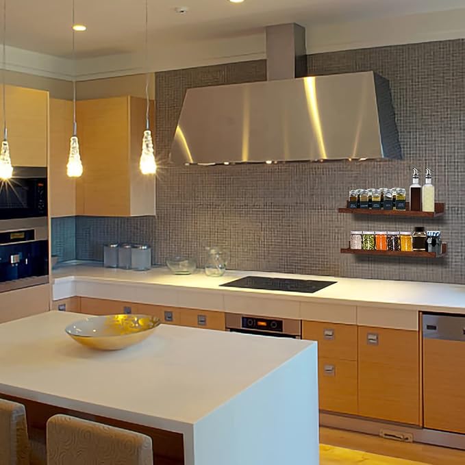 AZSKY Floating Book Shelves Wall Mounted Photo Shelf Picture Ledge Deep Walnut Display Shelves for Home Living Room Bedroom Bathroom Office Set of 2-Ruum Studio Home