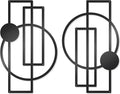 OYEFLY 2 Pcs Metal Abstract Wall Art,Modern Geometric Decor (Black, style 1)-Ruum Studio Home