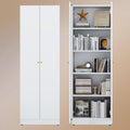 5 Tier Metal Curio Cabinets, Modern Bookshelf Cabinet with 4 Adjustable Shelves, Cabinet Display Case for Home Office, Living Room, Pantry (White-23.54W-Metal Door)-Ruum Studio Home