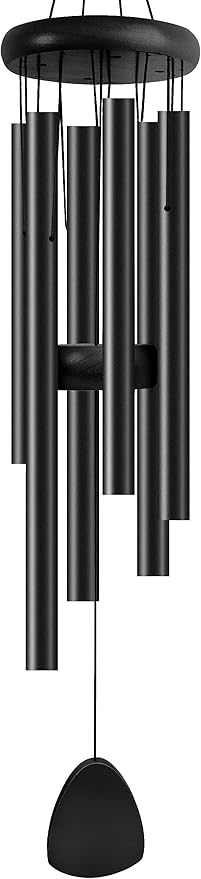 Large Aluminium Wind Chimes 37 Inches to Create a Zen Atmosphere Suitable for Outdoor, Garden, Patio Decoration. Classic Wind Chimes with Wind Catcher as a Gift for Unisex(Whole Black)-Ruum Studio Home