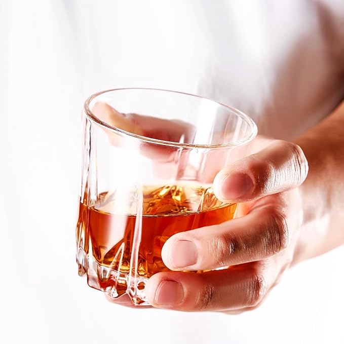 Whiskey Glasses Set of 4,Lead-Free Crystal Old Fashioned Glass,Scotch Glass Tumblers for Drinking Bourbon,Cognac,Irish Whisky,Whisky Glass Gift Set for Men,Dad,Brother-10oz-Ruum Studio Home