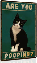 ALKB Tuxedo Cat Decor Are You Pooping Funny Metal Signs 8 x 12 Inch Black Cat Gift for Vintage Bathroom Decor-Ruum Studio Home