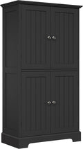ChooChoo Bathroom Floor Cabinet, Modern Bathroom Storage Cabinet with 4 Doors and Adjustable Shelves, Freestanding Cupboard for Living Room, Black-Ruum Studio Home